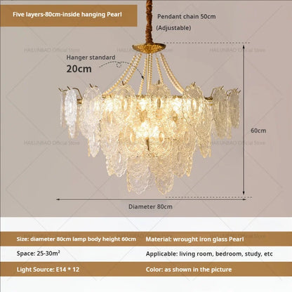 DecorBites™ Cream Crystal Chandelier: French Light Luxury for Living Room, Bedroom, Dining Room
