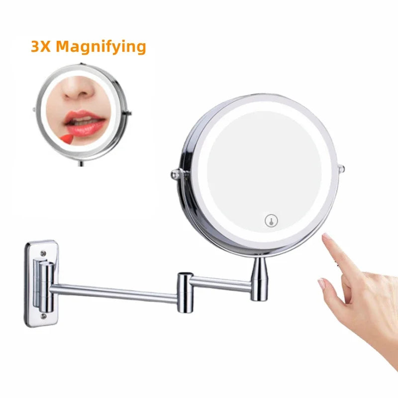 Decorbites™ LED-Licht-Make-up-Spiegel 10-fache Vergrößerung Doppelseitig Touch-Dimming