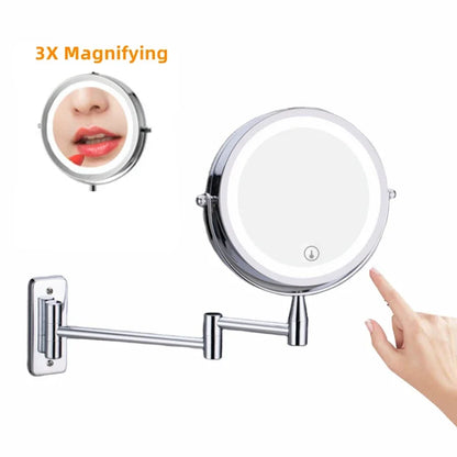 Decorbites™ LED-Licht-Make-up-Spiegel 10-fache Vergrößerung Doppelseitig Touch-Dimming