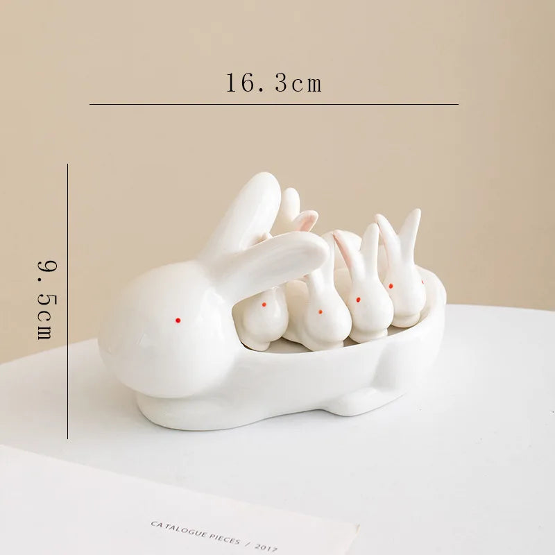 Decorbites™ Entenhaltes-Stäbchenhalter-Tablett Weißer-Hase-Porzellan-Teller Heimdekoration