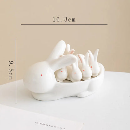 Decorbites™ Entenhaltes-Stäbchenhalter-Tablett Weißer-Hase-Porzellan-Teller Heimdekoration