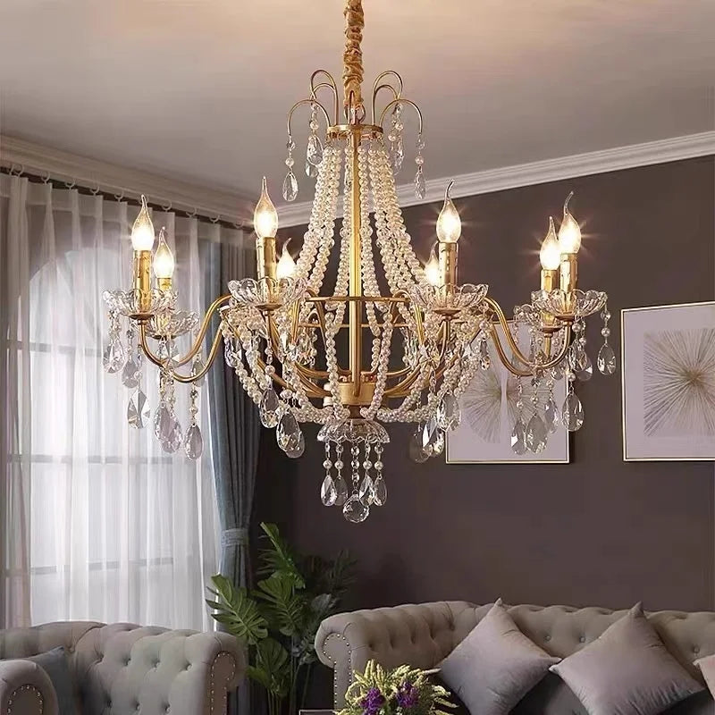 Decorbites™ Gold Kristall Perlen Kronleuchter LED Hängelampen Luxus Wohnzimmer Dekoration