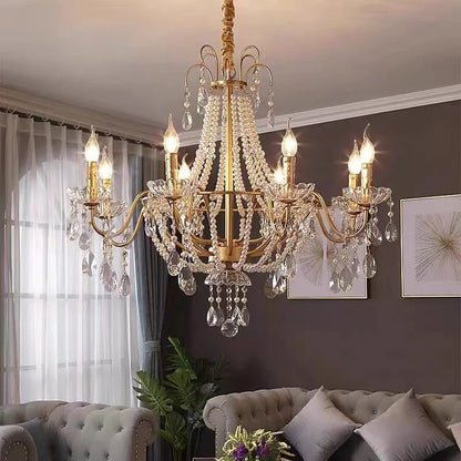 Decorbites™ Gold Kristall Perlen Kronleuchter LED Hängelampen Luxus Wohnzimmer Dekoration