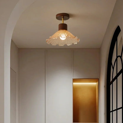 Decorbites™ Bernsteinglas-Holz-LED-Deckenleuchte für modernes Wohnzimmer.
