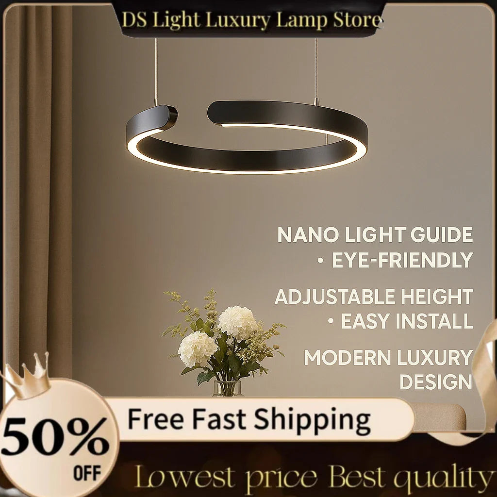 Modern Ring LED Pendant Light in Black or White