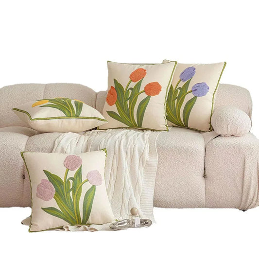 Decorbites™ Bestickte Blumen-Kissenbezug für Zuhause, Wohnzimmer, Sofa – Nordischer Ins-Stil