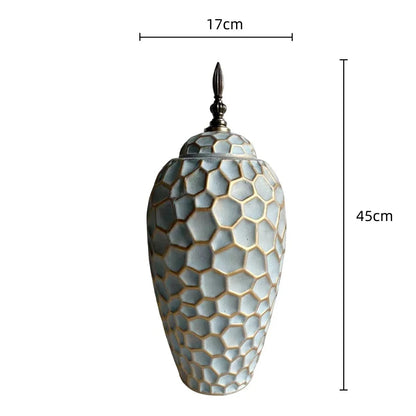 DecorBites™ Geometric Diamond Check Ceramic Vase: Home Decor Floral Arrangement & Accessories