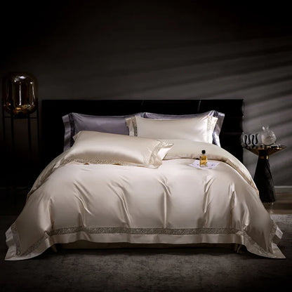 DecorBites™ Damask Lyocell Cotton Bedding Set with Soft Silky Finish