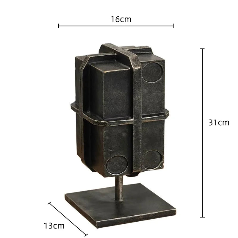 Decorbites™ Geometrische Block-Bindungsbox-Bronzefigur - Heimdekoration Skulptur Handwerk