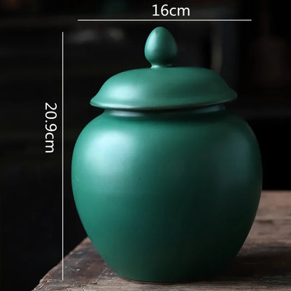 Decorbites™ Grüne Keramik-Teedose: Luftdichter Porzellanaufbewahrungskontainer, Küchendekorationsflasche