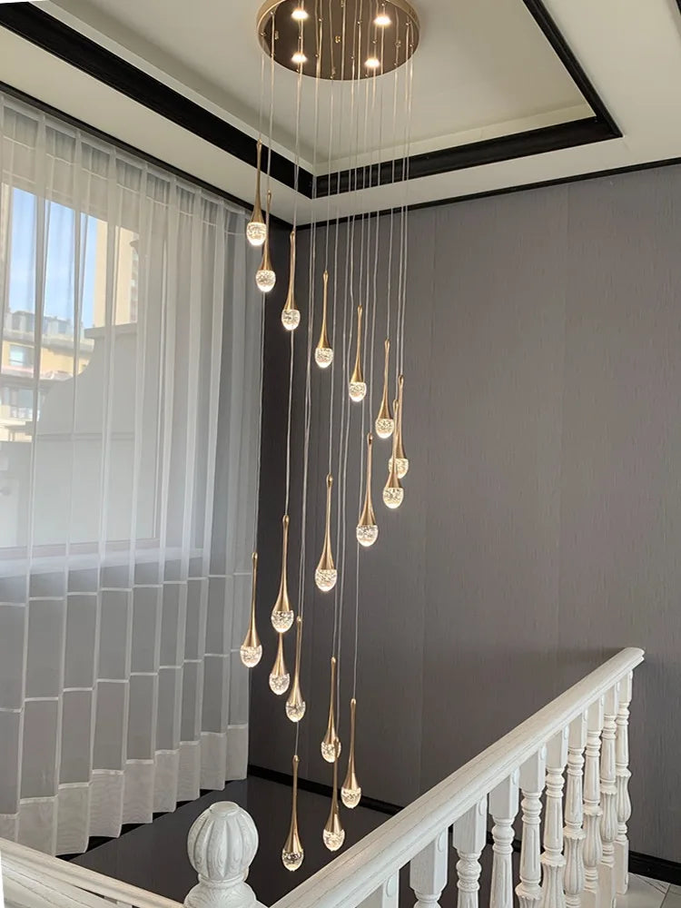DecorBites™ Crystal Bubble Chandelier for Duplex Living Room, Rotating Staircase, Villa Lobby