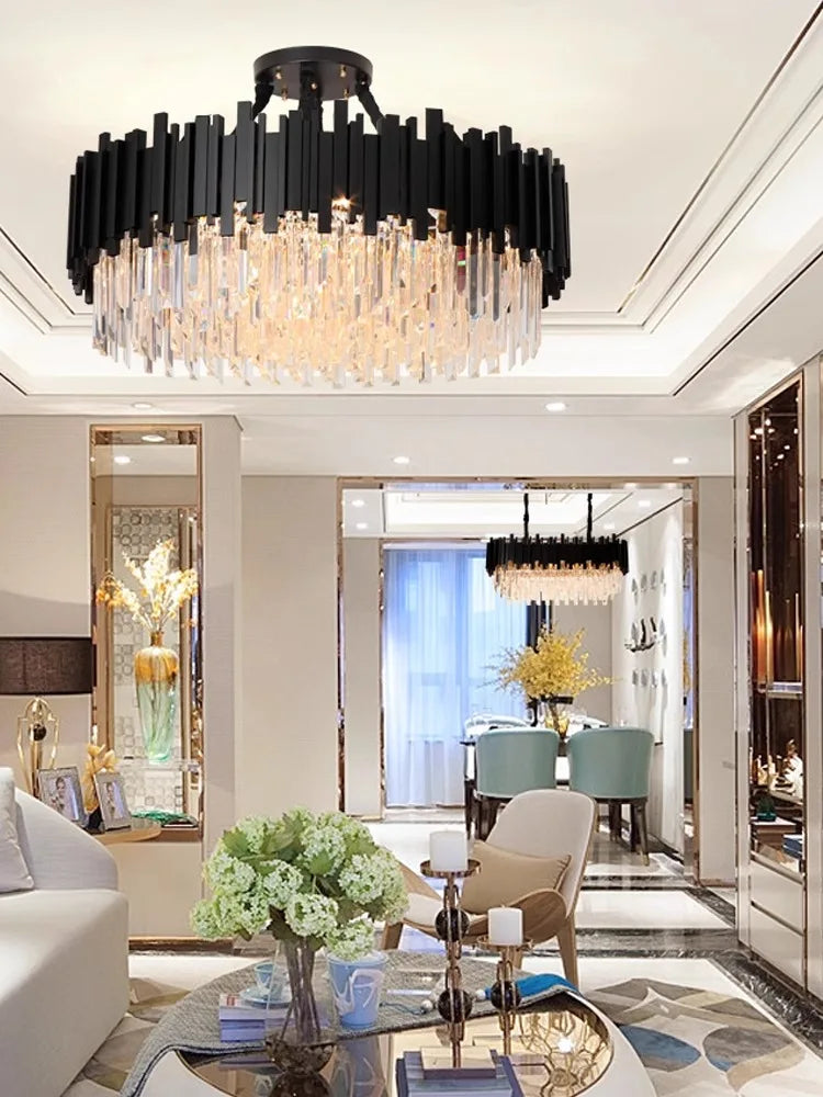 Gold Crystal Ceiling Chandelier 2-Layer Dia150cm