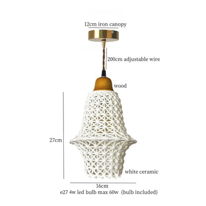 DecorBites™ French Minimalism Ceramic LED Pendant Light for Home Decor