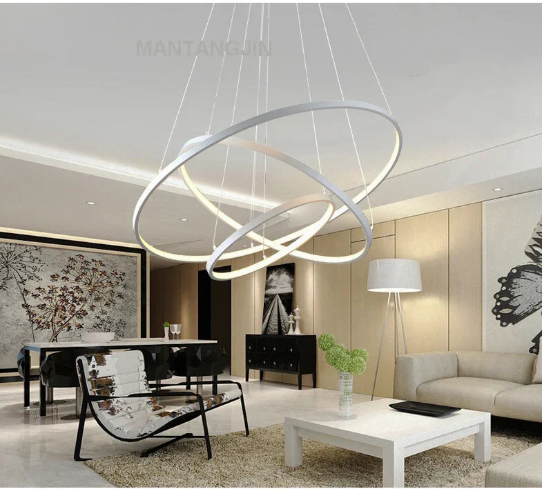 Decorbites™ Circle Rings LED-Hängeleuchte, moderne modische Lampe für Wohnzimmer & Esszimmer
