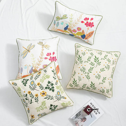 Decorbites™ Daisy Floral Embroidery Kissenbezug, weich und gemütlich für Wohnzimmer-Sofa