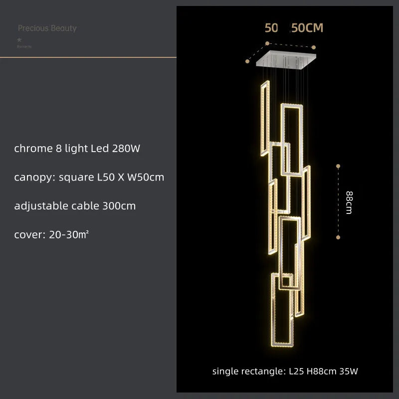 Decorbites™ Kristall-LED-Hängeleuchte Luxus-Treppenleuchte Moderne Leuchtenarmatur