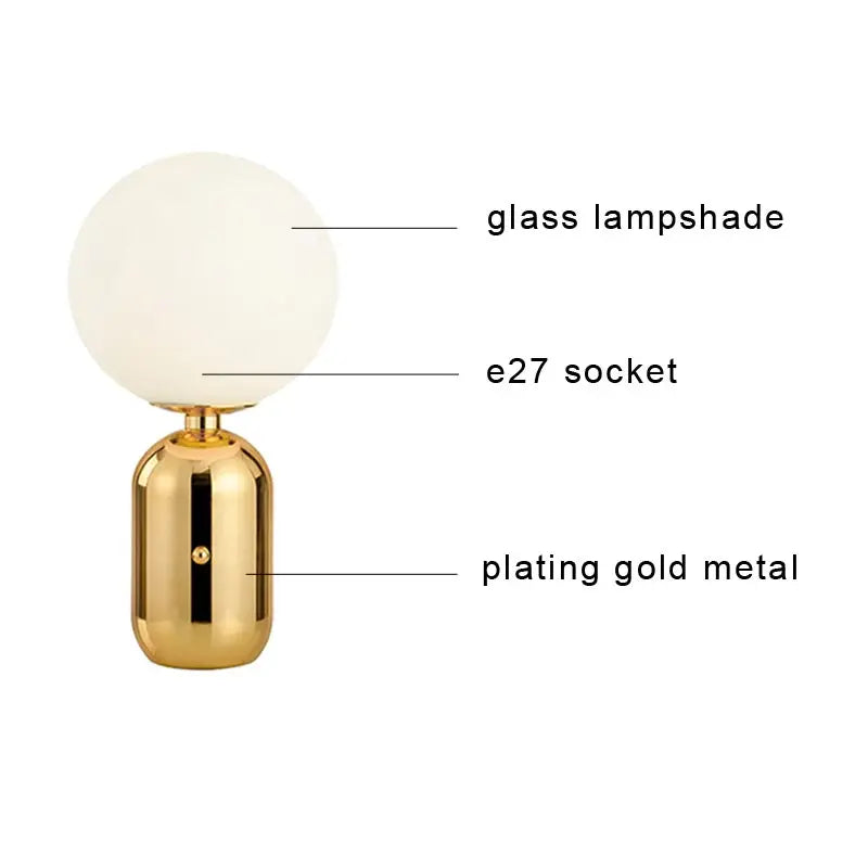 Decorbites™ Glas-Schreibtischlampe: Schlankes nordisches Design, ideal für Schlafzimmer, Wohnzimmer, E27