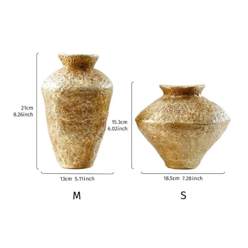 Decorbites™ Goldene Vase Harz-Handwerk Blumenarrangement Heimdekoration Bouquet-Akzent