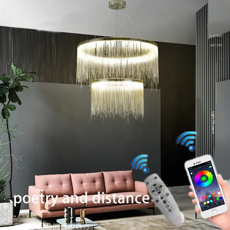 Gold Chain Tassel Chandelier