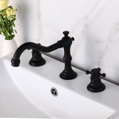 Decorbites™ Dualeinhebel-Waschbeckenarmatur aus massivem Messing in Chrom mit antiker schwarzer Finish