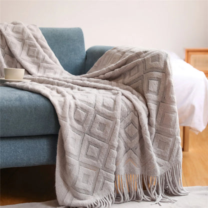 Decorbites™ Gestrickte Nordische Sofadecke - Weiche Wollmischung Bettrandtuch für Hotel-Schlafzimmer-Dekoration