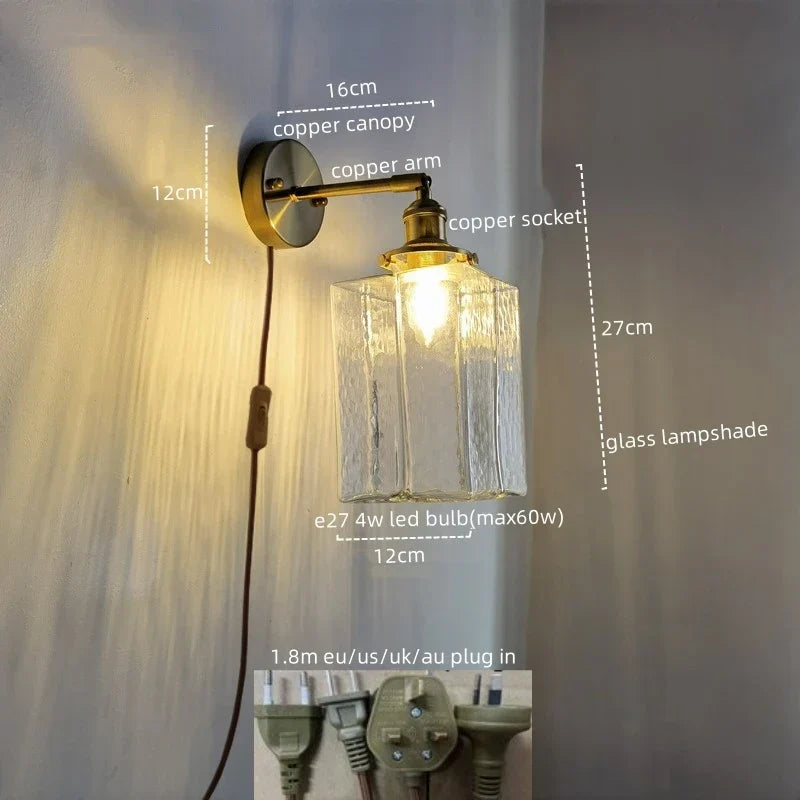 DecorBites™ Glass Copper LED Wall Lamp Modern Corridor Bedside Light