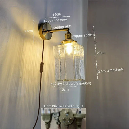 DecorBites™ Glass Copper LED Wall Lamp Modern Corridor Bedside Light