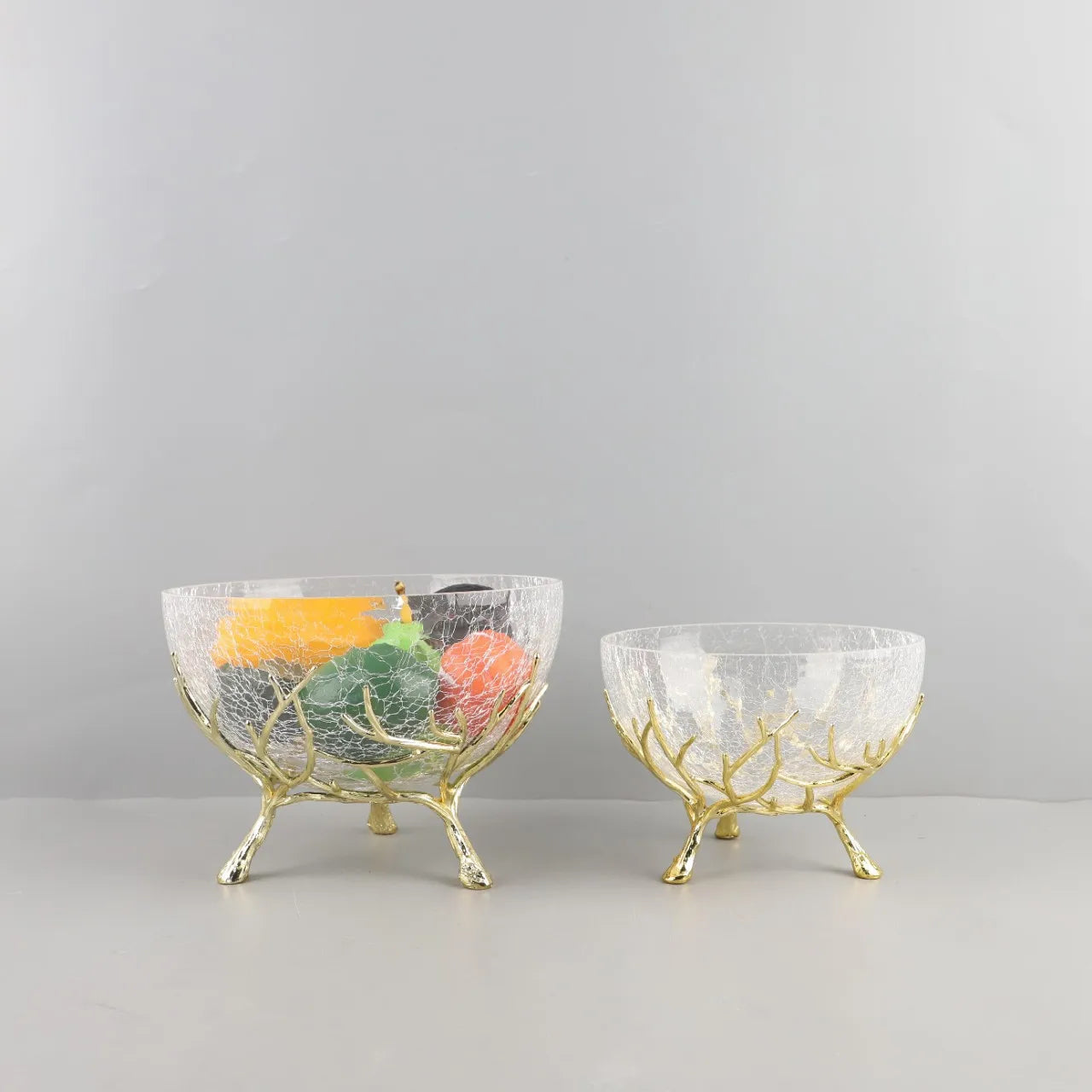 Decorbites™ Goldener Ast Glas Obstteller: Stilvolles Aufbewahrungsgefäß für Zuhause & Dekorationsaccessoire