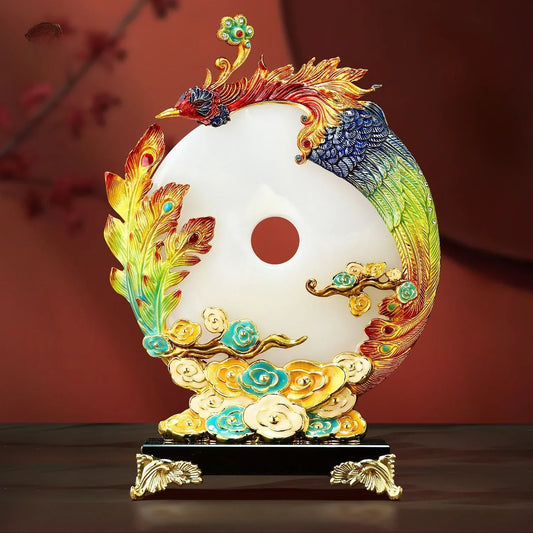 "DecorBites™ Jade Drachen Phönix Ornament Emaille Wohnzimmer Dekoration"