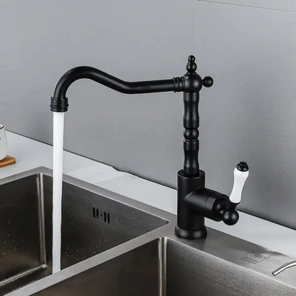 Decorbites™ Gold Schwarz Messing Badezimmer Küchenarmatur – Waschbeckenmischer für heißes und kaltes Wasser