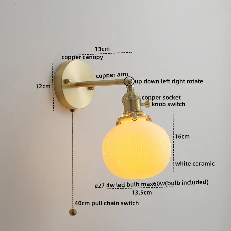 DecorBites™ Glass Copper LED Wall Lights Modern Style for Indoor Bedroom Living Room