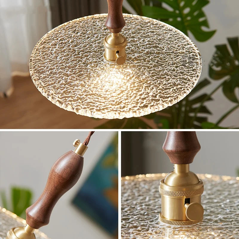 Decorbites™ Cullet-Glas-LED-Hängeleuchte mit Walnuss-Kupfer-Design für Wohn- und Esszimmer