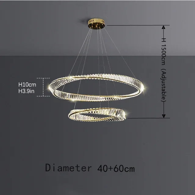 Decorbites™ DNA-Spirale Kristall-Lüster LED-Ring-Design für luxuriöses Wohnzimmer