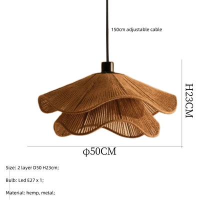 Decorbites™ Japanische Hanfstrick-Hängelampe E27 LED-Leuchte – Nordischer Wabi-Sabi-Stil