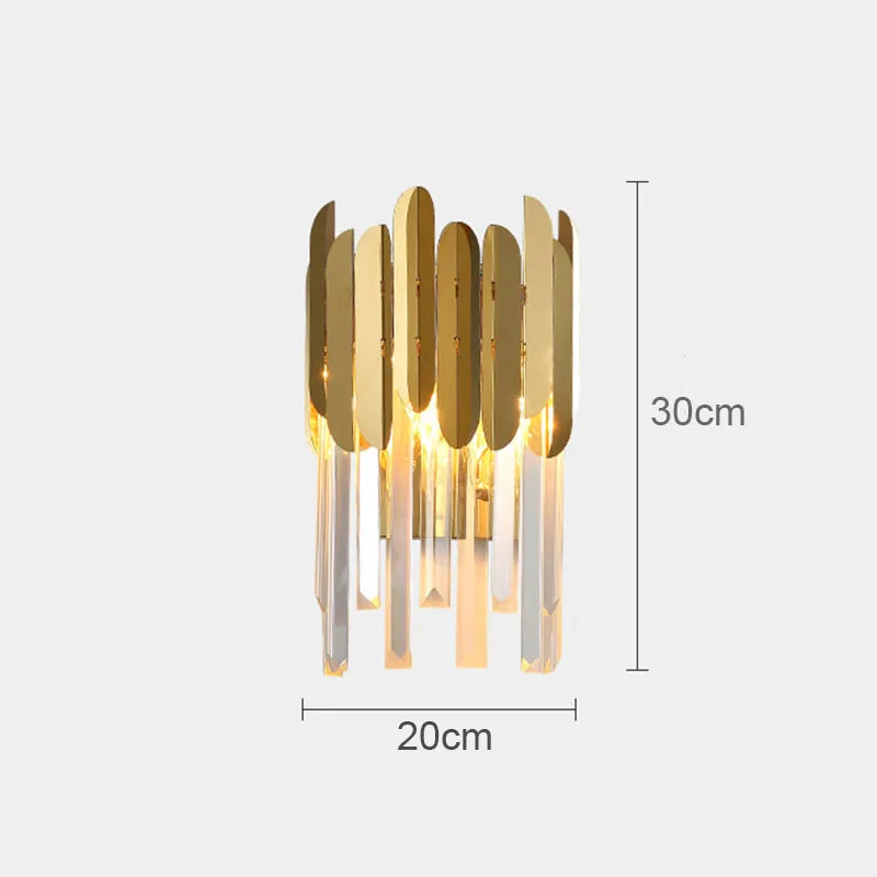 Gold Crystal Wall Lamp 80cm With Crystal Shade