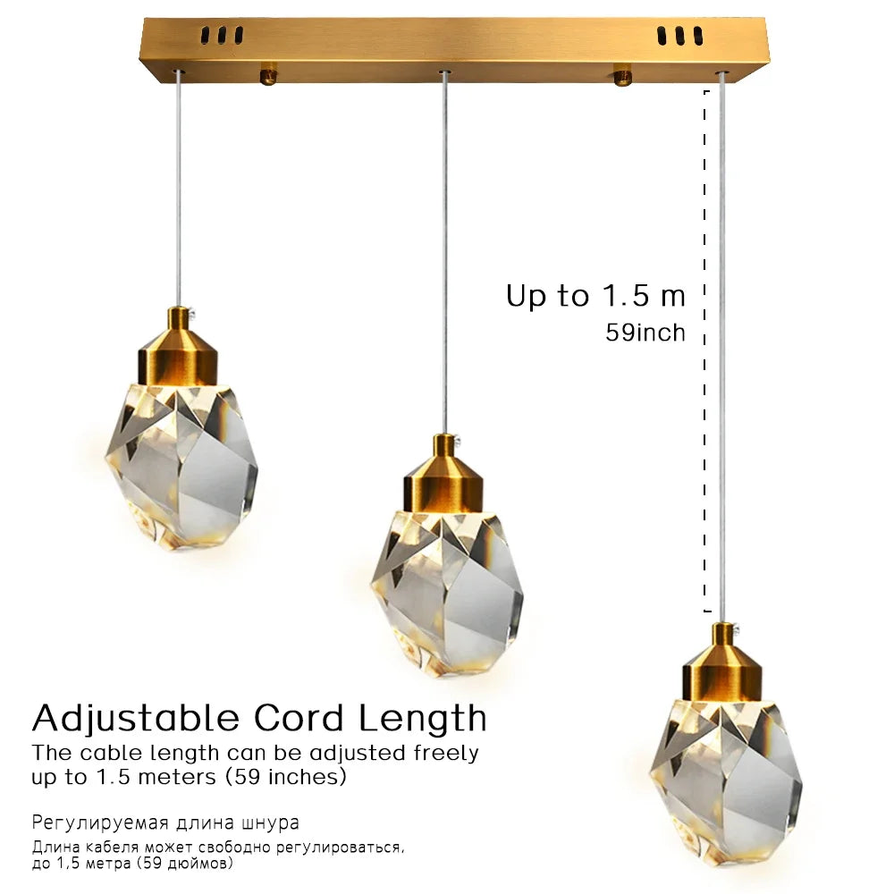 Decorbites™ K9-Kristall-Esszimmer-Lüster: Golddraht-Hängelampen für Schlafzimmer, Balkon, Barraum