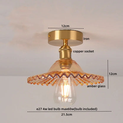 Decorbites™ Grünes Glas Kupfer Deckenleuchte Balkon Küche Moderne LED Lampe