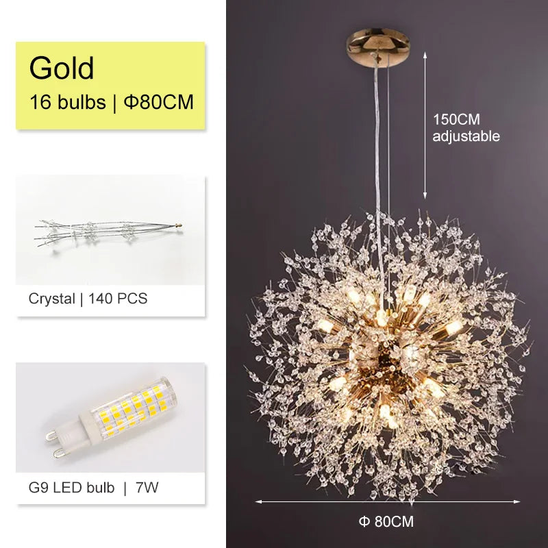 Decorbites™ Dandelion-Lüster: Luxuriöse Kristall-Hängeleuchte für Wohnzimmer und Schlafzimmer
