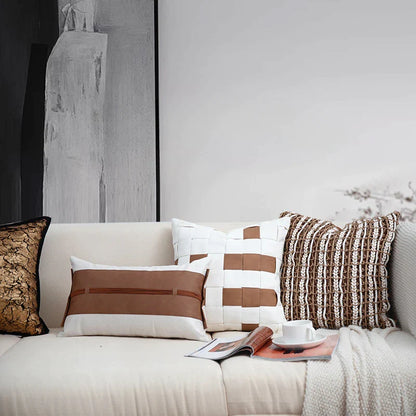 DecorBites™ Italian Light Luxury Brown Cushion Cover for Sophisticated Home Decor.
