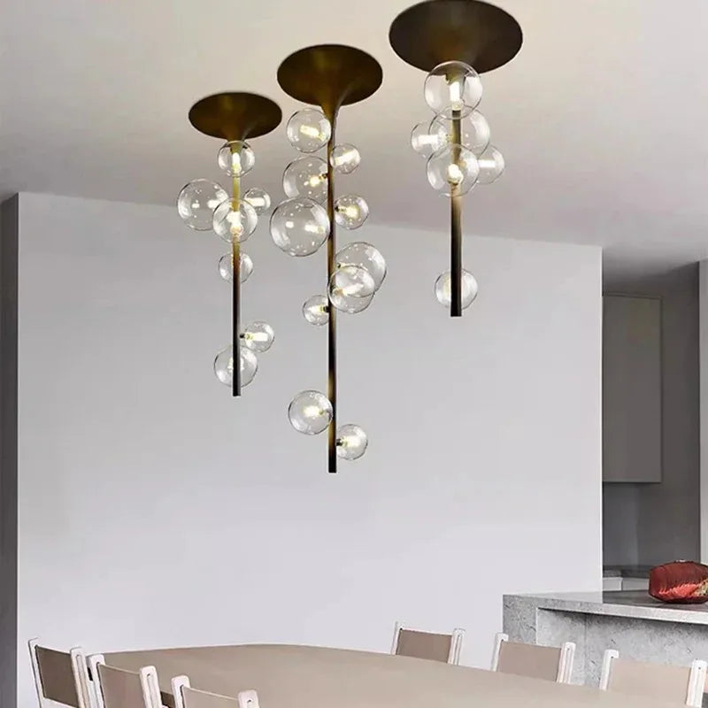 Clear Glass Bubble Chandelier 10-Head Design