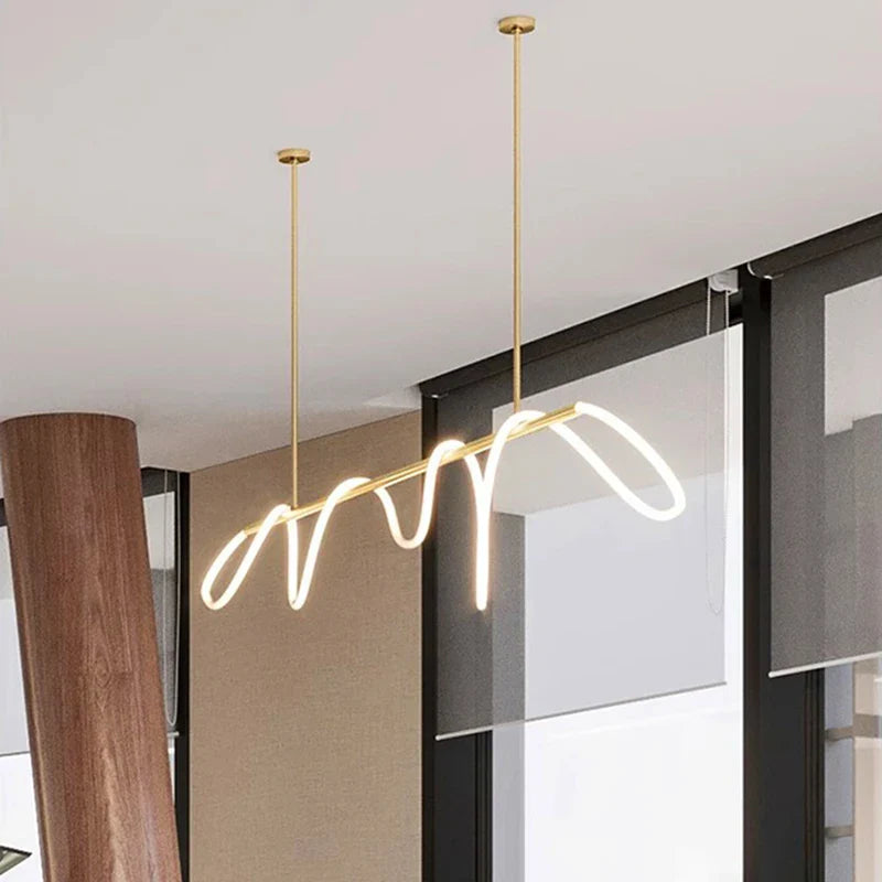 Modern Linear Brushed Stainless Pendant Light