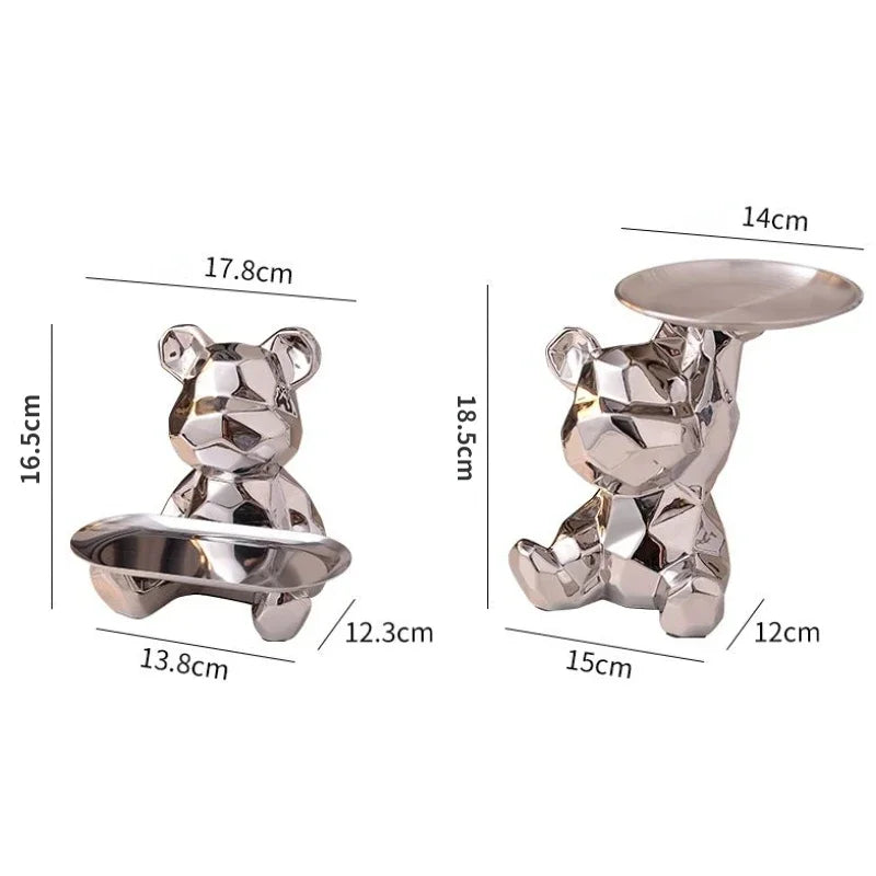 DecorBites™ Geometric Bear Piggy Bank Key Tray Cosmetic Bookshelf Statue & Storage Box