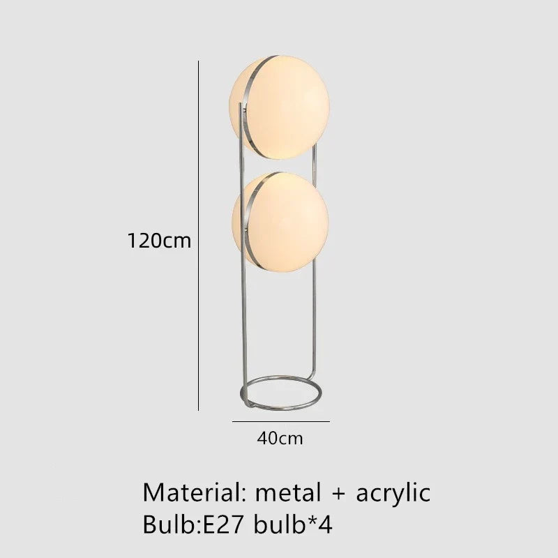 Decorbites™ LED Stehlampe Chrom Metall Wohnzimmer Bodenleuchte Weiß Acrylball