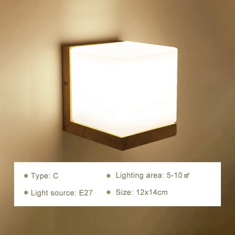 DecorBites™ LED Wooden Wall Lamps for Bedroom Stairs Interior Lighting Sconce Fixtures