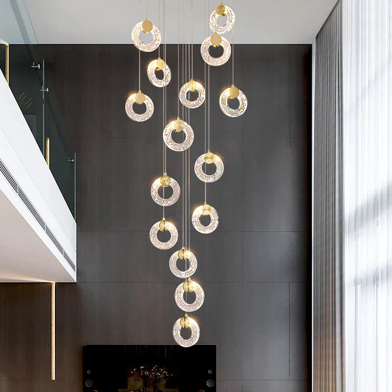 Decorbites™ Rundes Kristall-LED-Kronleuchter Luxus Modern Villa Treppenhaus Wohnzimmer Dekor Armatur