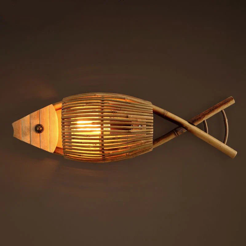 Decorbites™ Bambus-Fisch-Wandlampe: Retro-Dekoration für Café, Bar, Teehäuser, Wohnzimmer, Bauernhof, Hotelbeleuchtung