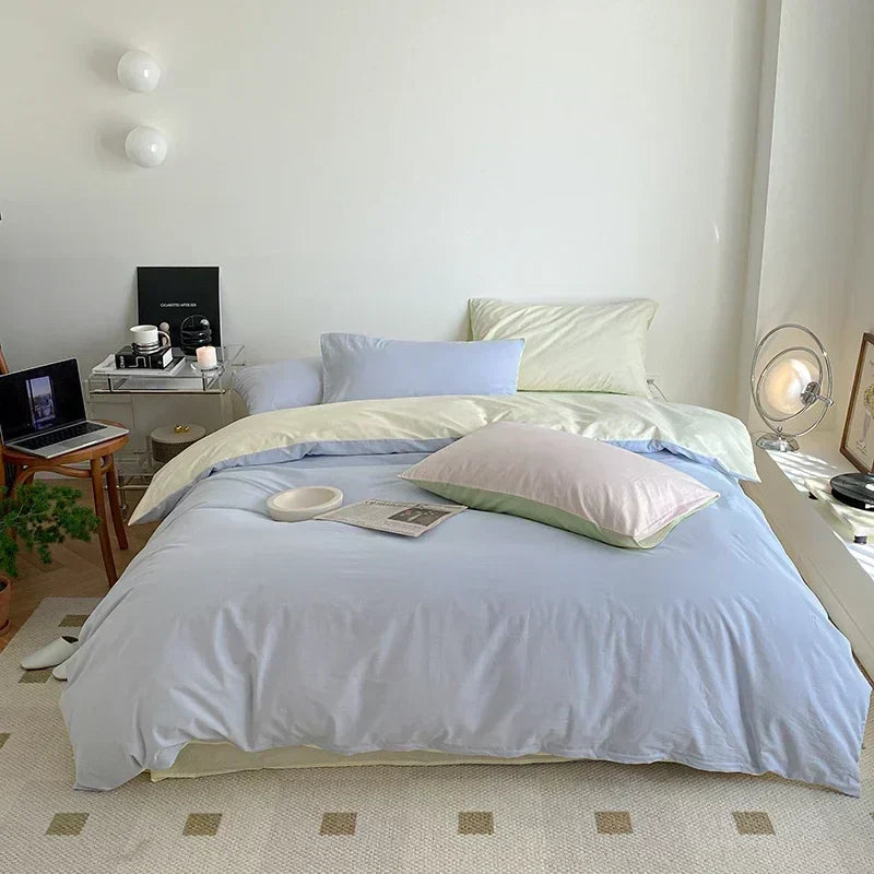 Decorbites™ Baumwoll-Bettwäsche-Set für Queensize-Bett: Bettbezug, Laken, Steppdeckenbezug, Kissenbezüge – Weich & Bequem