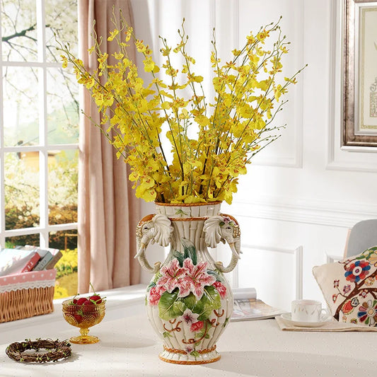 Decorbites™ Elefanten-Vase: Europäischer Stil Keramik-Heimdekoration für Wohnzimmer, Tisch und Veranda