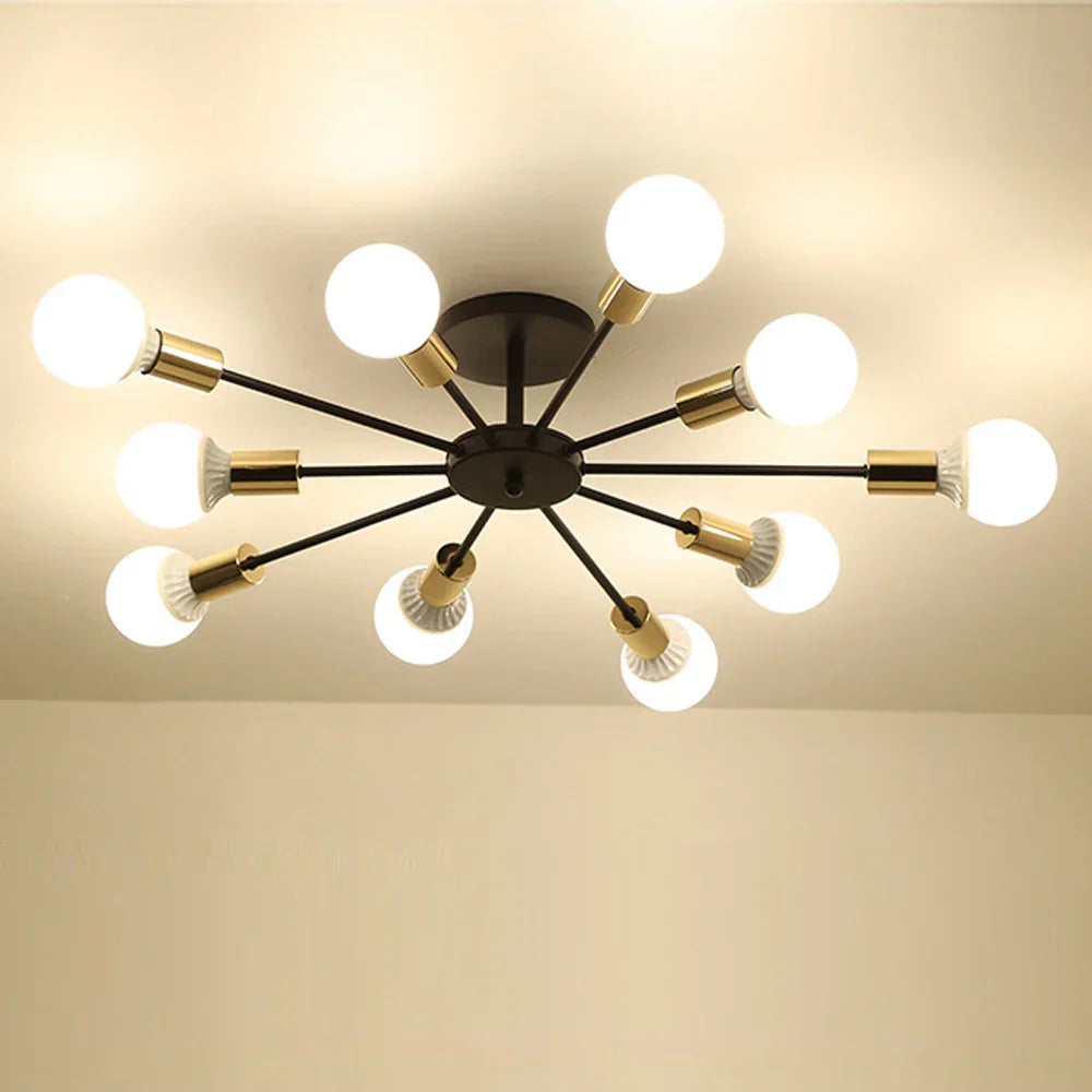 Decorbites™ Industrielle Stange Eisen Holz Sputnik Kronleuchter Deckenlampe LED E27 Heimbeleuchtung