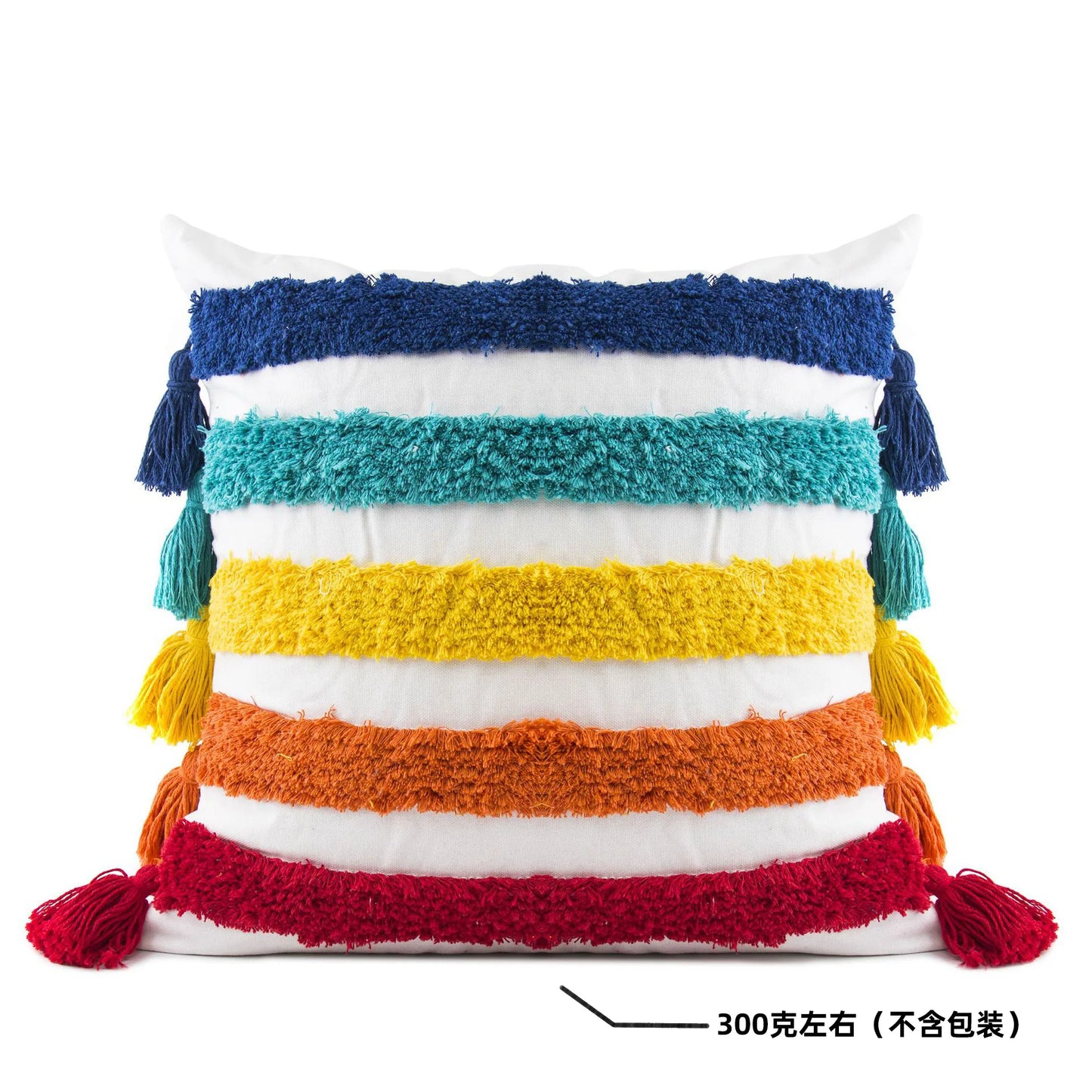 DecorBites™ Geometric Hand-Embroidered Tassel Pillowcase